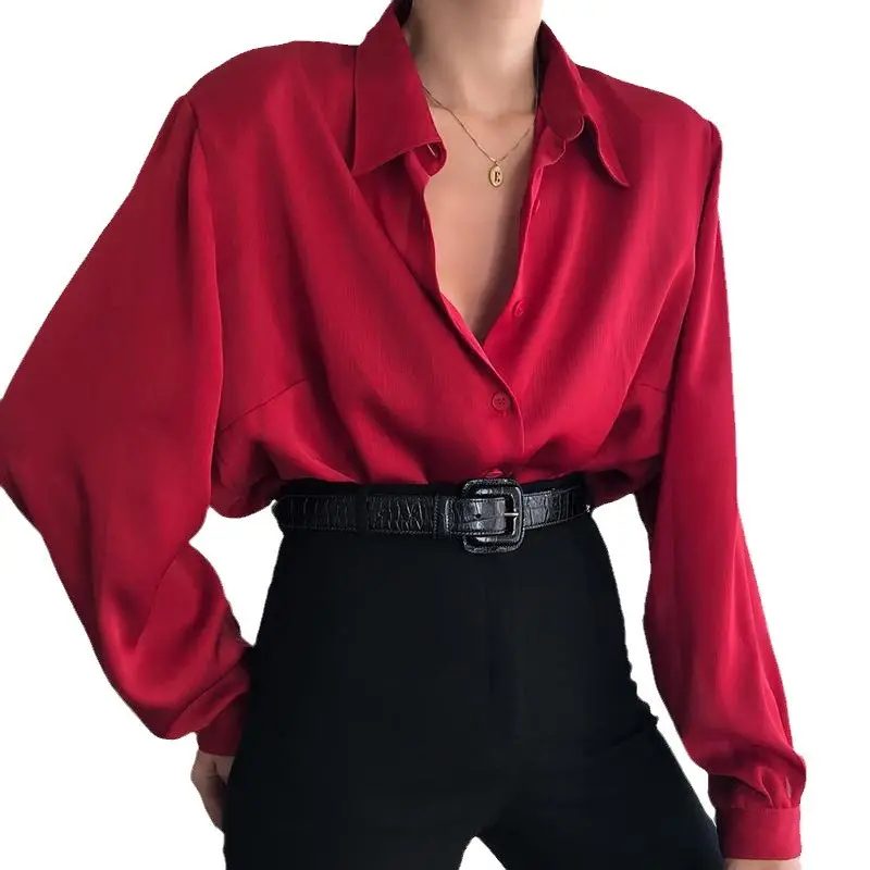 Spot European American Size Sexy Loose Fit Red Top - Image 7