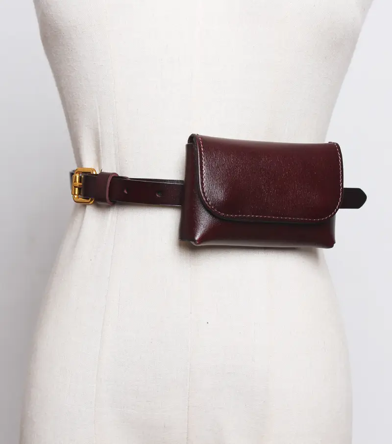 Red Leather Belt with Gold Clasp for Women - Image 10