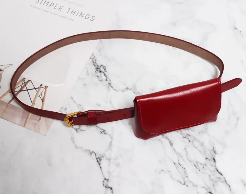 Red Leather Belt with Gold Clasp for Women — feature 14