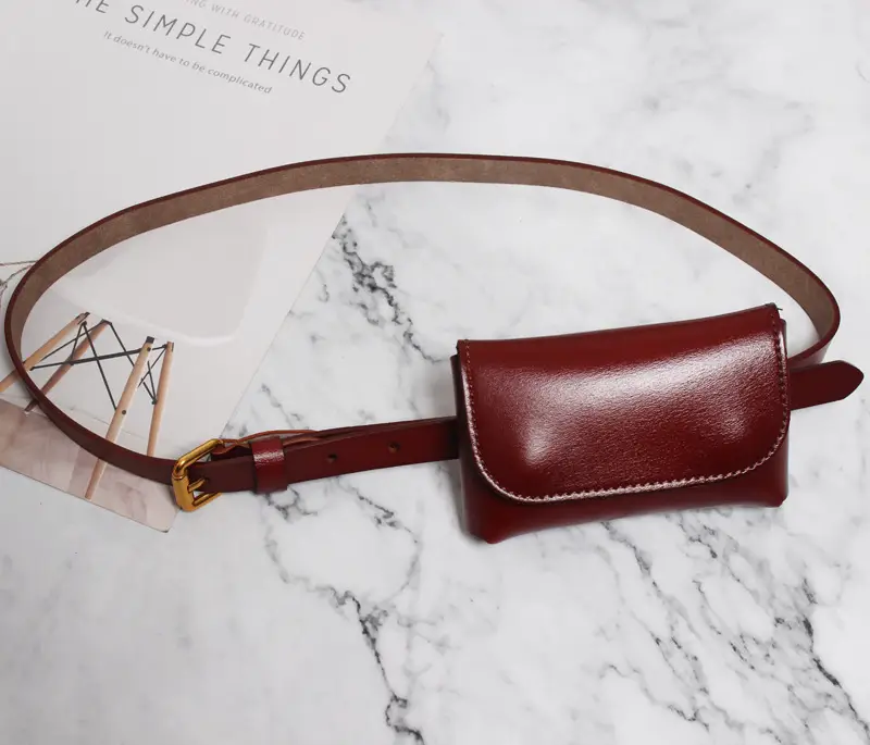 Red Leather Belt with Gold Clasp for Women - Image 6