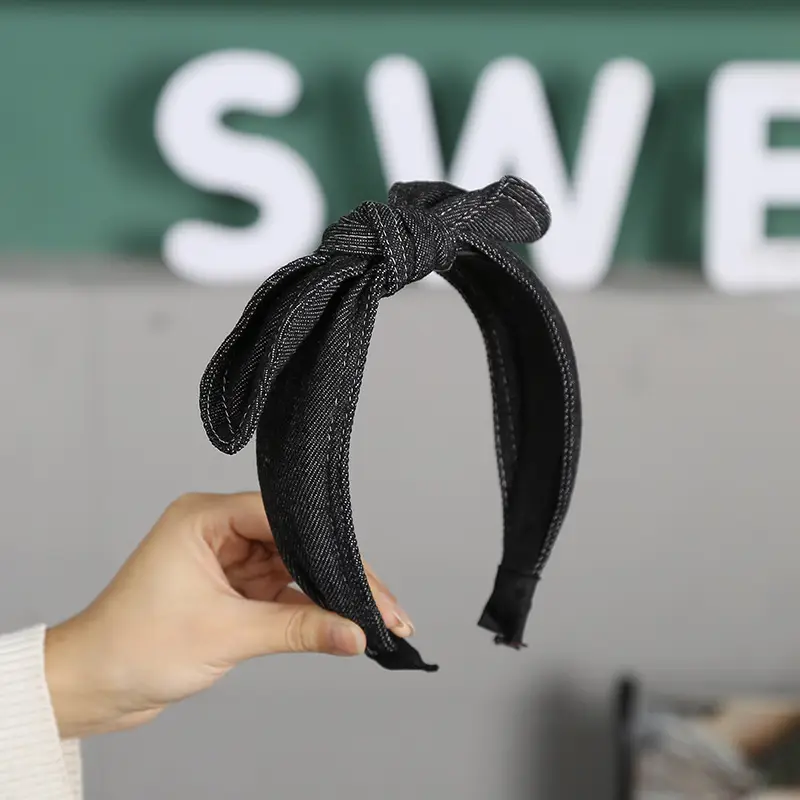 Denim Headband with Bow for Women Face Washing & Makeup — feature 10