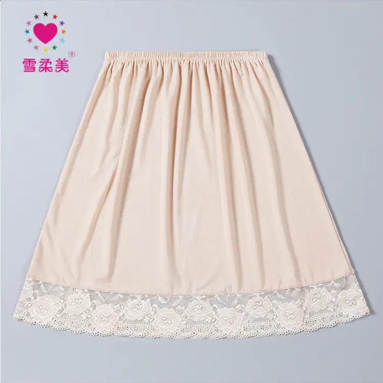 Black Lace Edge Modal Skirt for Women - Image 3