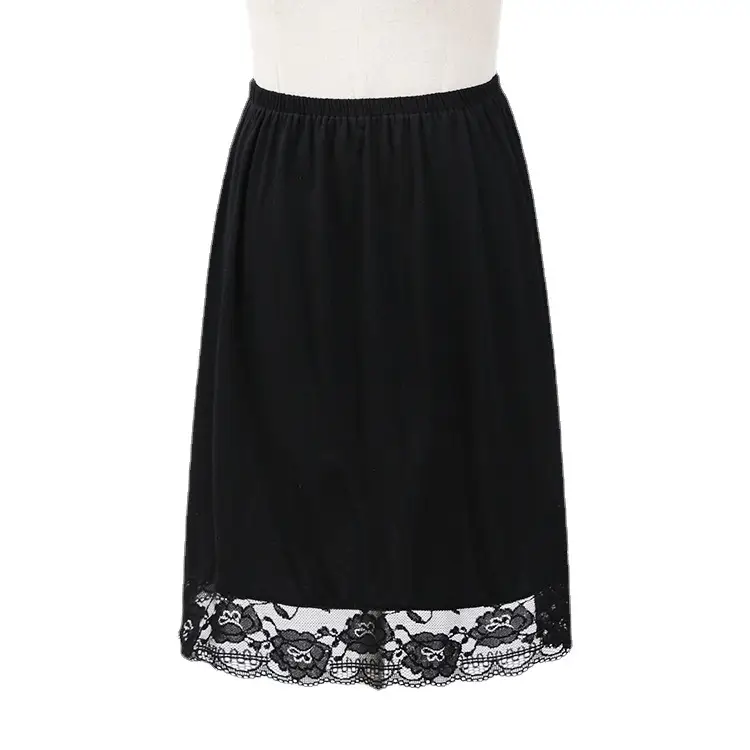 Black Lace Edge Modal Skirt for Women - Image 6
