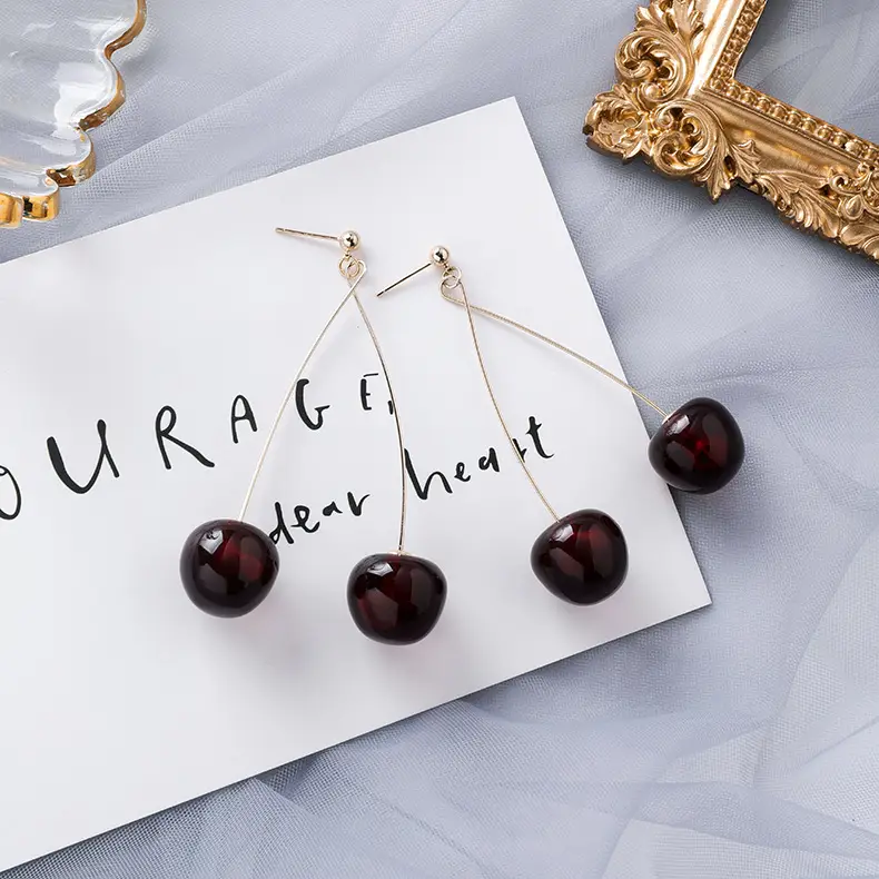 Vintage Red Cherry Earrings for Women - Image 5