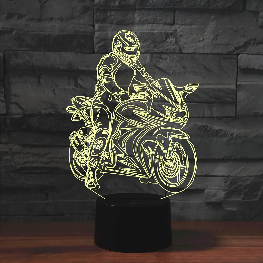 3D Gradient Motorcycle Lamp with Touch Remote Control
