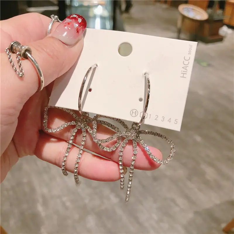 S925 Silver Bow Earrings for Women - Image 2