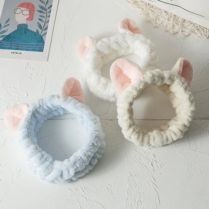Three-Dimensional Cat Ears Hair Band Flannel Sports Makeup Face Wash Hair Accessories Small Gifts - Image 10