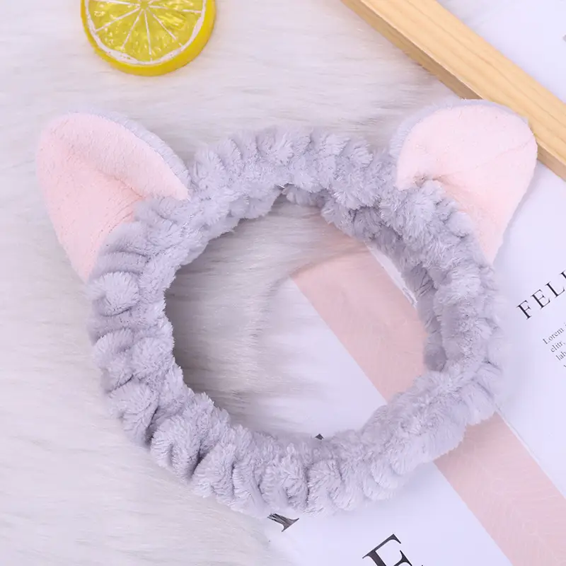 Three-Dimensional Cat Ears Hair Band Flannel Sports Makeup Face Wash Hair Accessories Small Gifts - Image 5