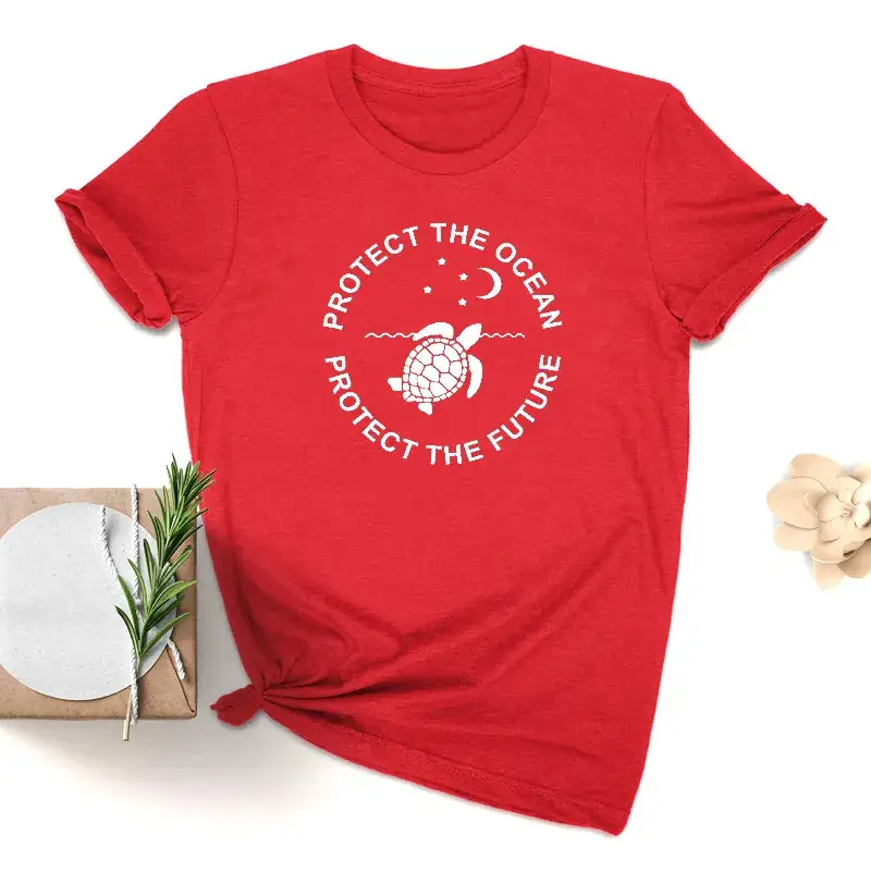 Black T-Shirt with Ocean Protection Graphic