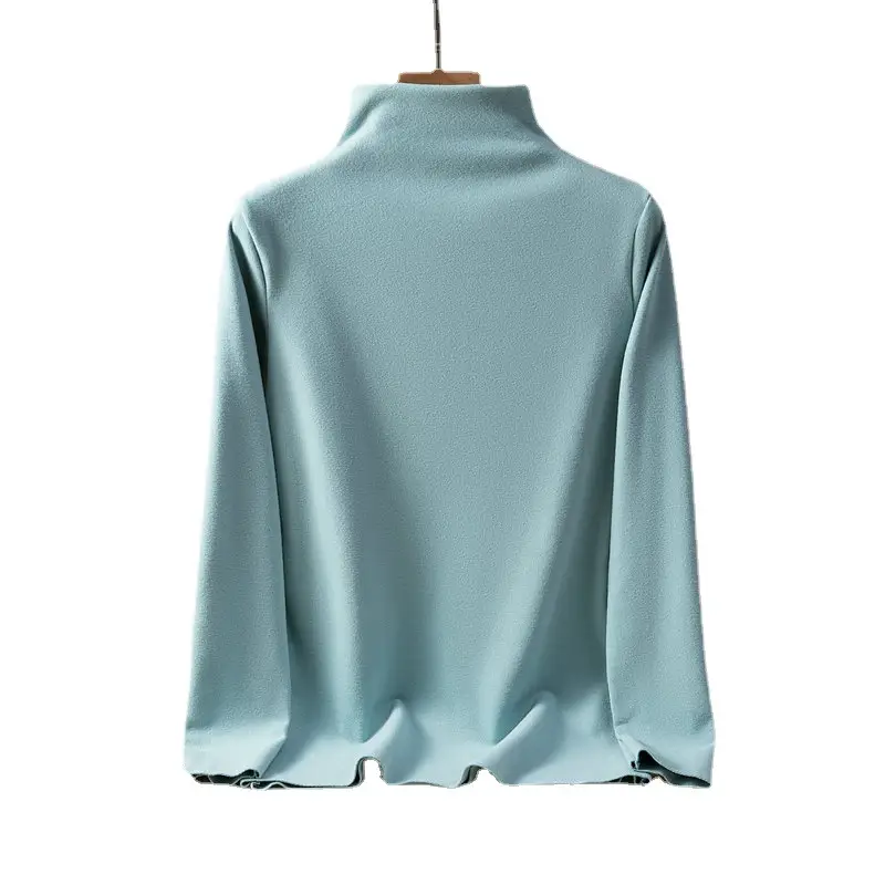 Women's Velvet Half-Turtleneck Long Sleeve T-Shirt - Image 11