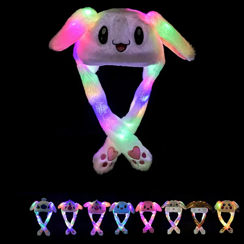 White Plush Cartoon Rabbit Ear Moving Hat for Kids - Image 13