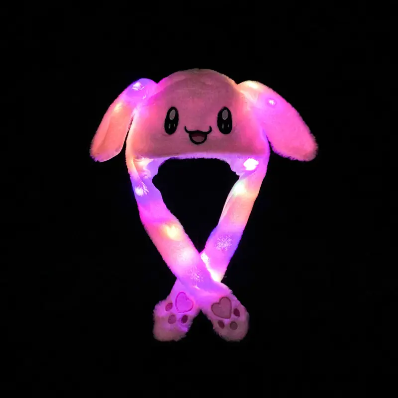White Plush Cartoon Rabbit Ear Moving Hat for Kids - Image 3