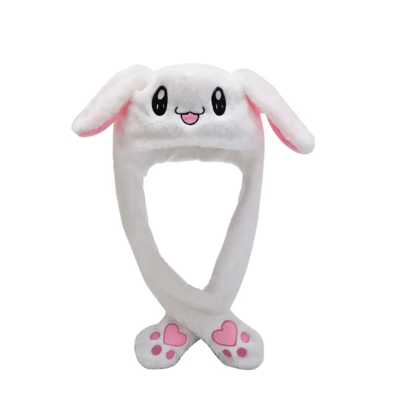 White Plush Cartoon Rabbit Ear Moving Hat for Kids - Image 5