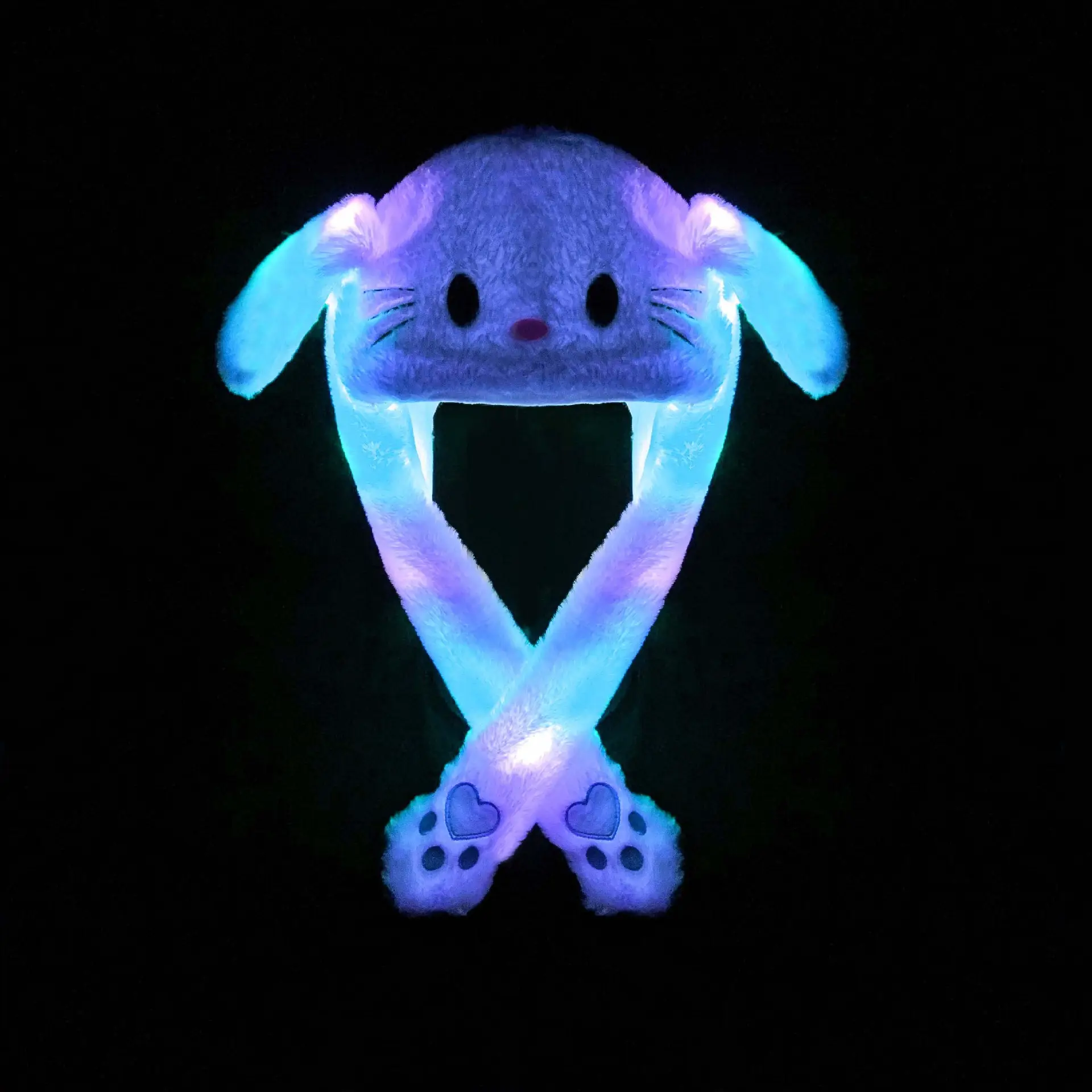 White Plush Cartoon Rabbit Ear Moving Hat for Kids - Image 8