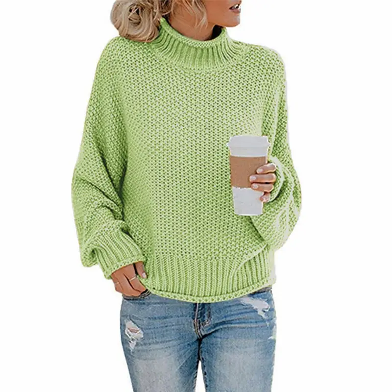 Green Thick-Line Knit Coat for Women - Image 8