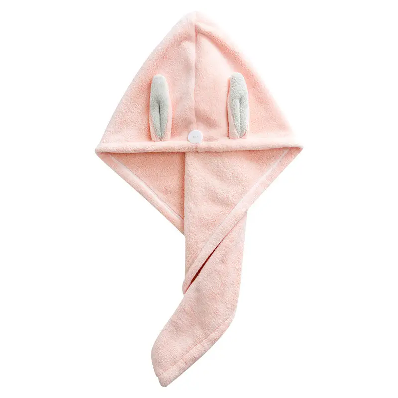 Coral Velvet Rabbit Ear Dry Hair Towel for Girls - Image 14