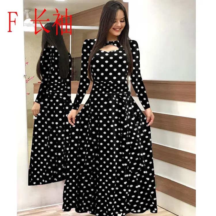 Women Floral Print Maxi Dress Blue Large - Image 6