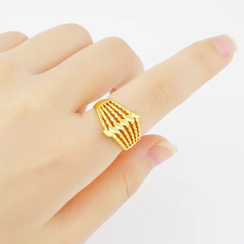 Gold Multi-Line Love Ring with Cross Design - Image 4