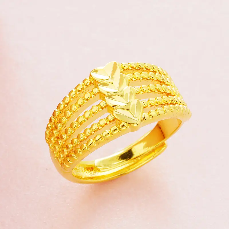 Gold Multi-Line Love Ring with Cross Design - Image 5