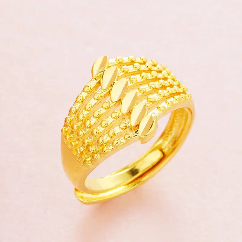 Gold Multi-Line Love Ring with Cross Design - Image 6