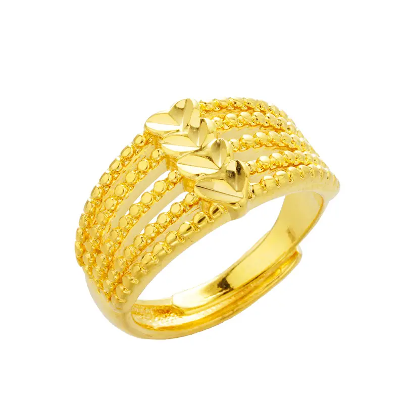 Gold Multi-Line Love Ring with Cross Design - Image 7