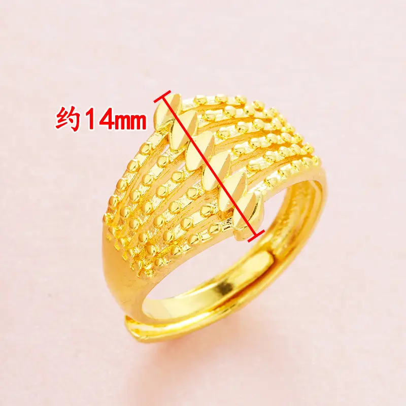 Gold Multi-Line Love Ring with Cross Design - Image 2