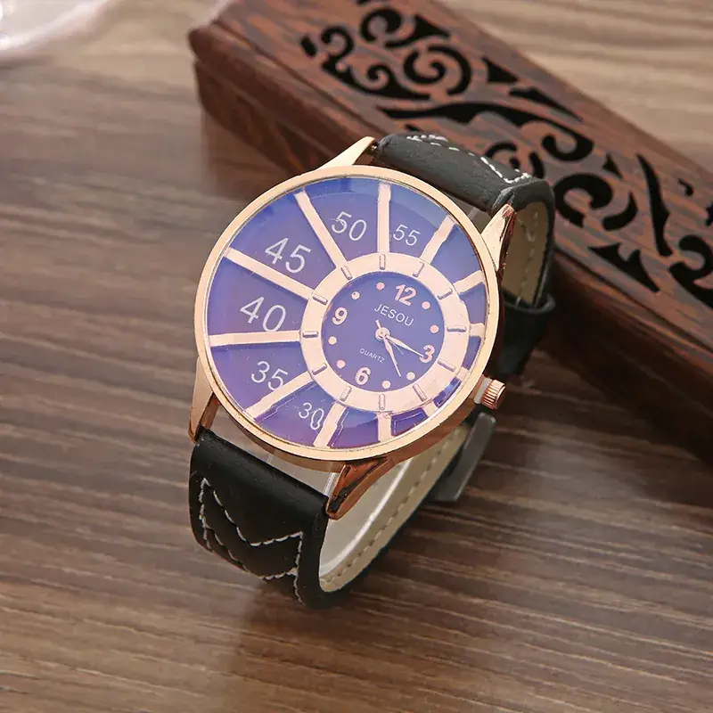 Men's Leather Wallet Watch Gift Set Brown Premium Quality - Image 4