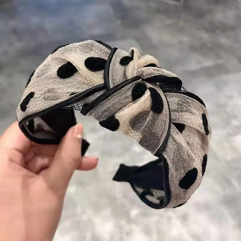 Mesh Polka Dot Hair Crown with Knot & Non-Slip Tie - Image 6