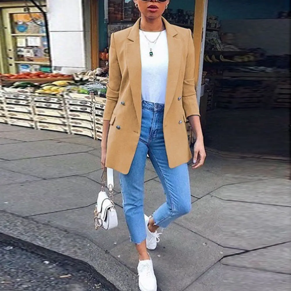 Navy Blue Lapel Cardigan Suit Jacket Women 2022 - Image 15