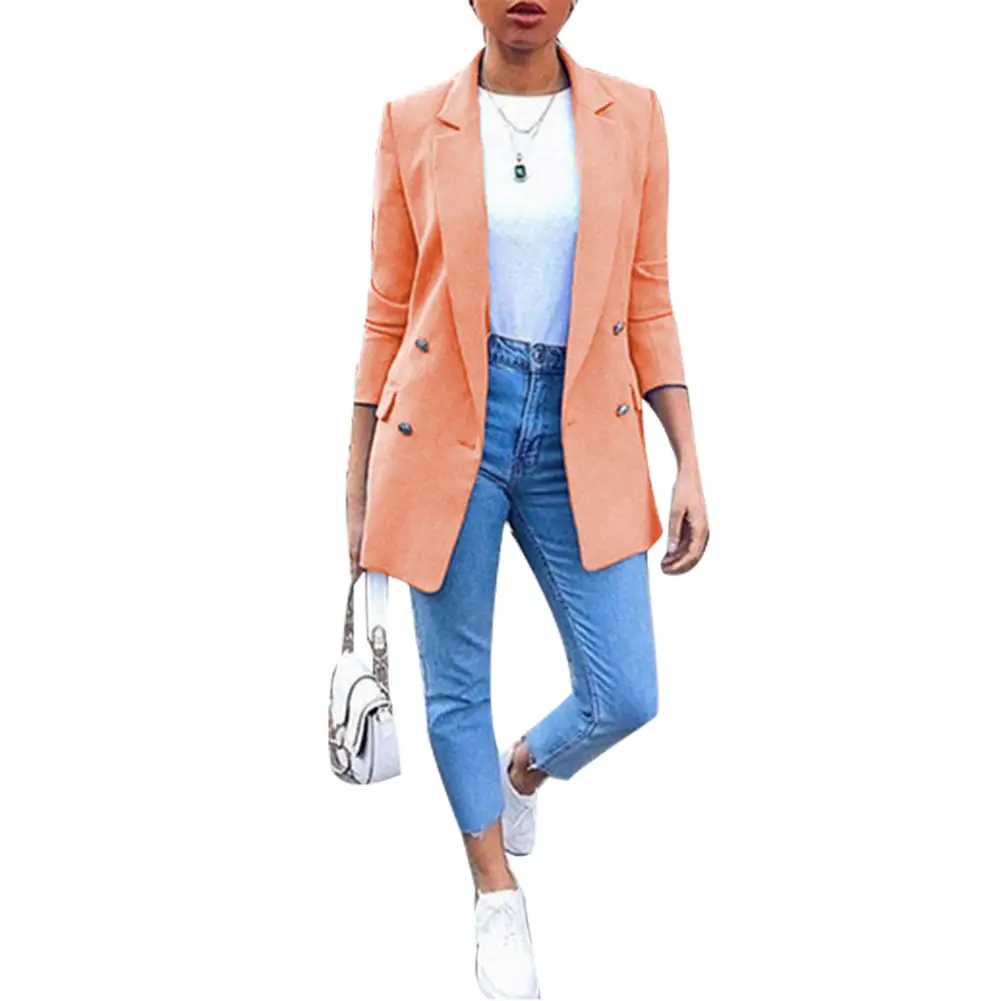Navy Blue Lapel Cardigan Suit Jacket Women 2022 - Image 3