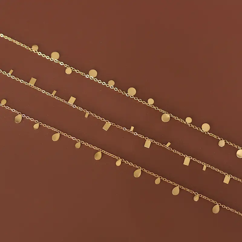 Titanium Steel Plated Clavicle Chain with Geometric Drops - Image 5