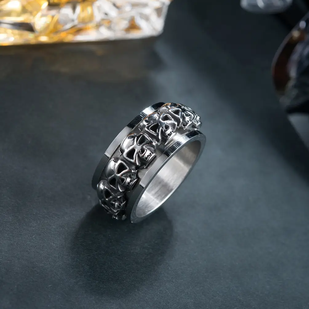 Stainless Steel Skull Ring Rotating Wholesale Customizable