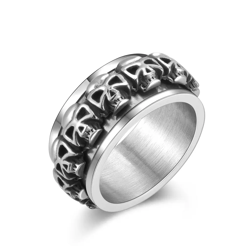 Stainless Steel Skull Ring Rotating Wholesale Customizable