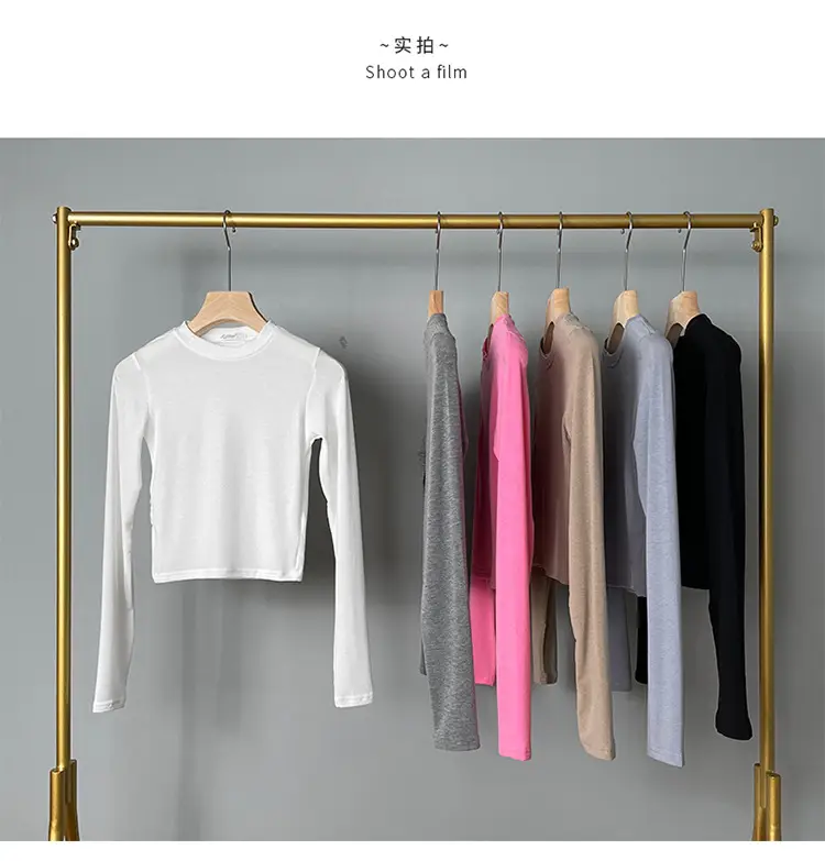 Women Long Sleeve Crewneck T-Shirt Grey — feature 30