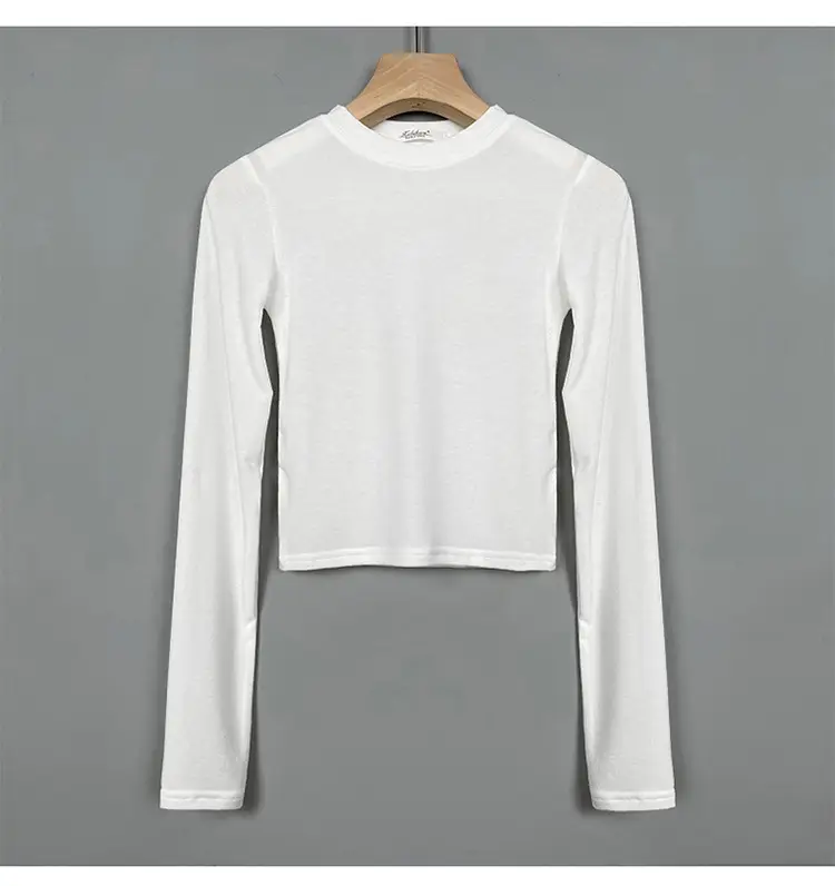 Women Long Sleeve Crewneck T-Shirt Grey — feature 32