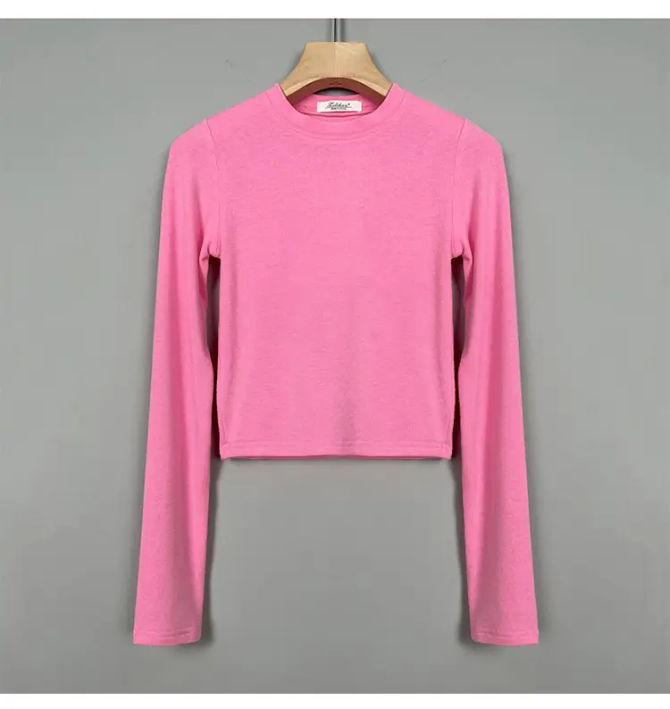 Women Long Sleeve Crewneck T-Shirt Grey — feature 34