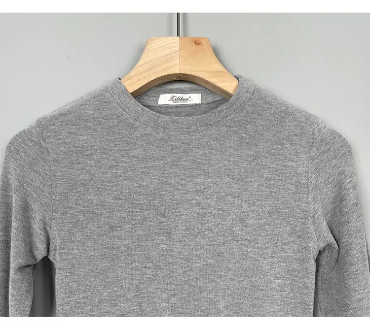 Women Long Sleeve Crewneck T-Shirt Grey — feature 38