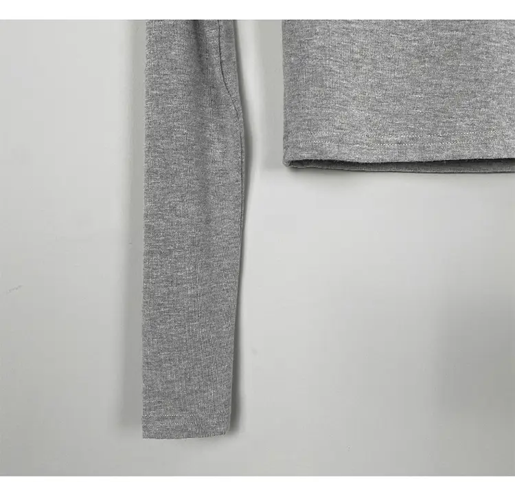 Women Long Sleeve Crewneck T-Shirt Grey — feature 40