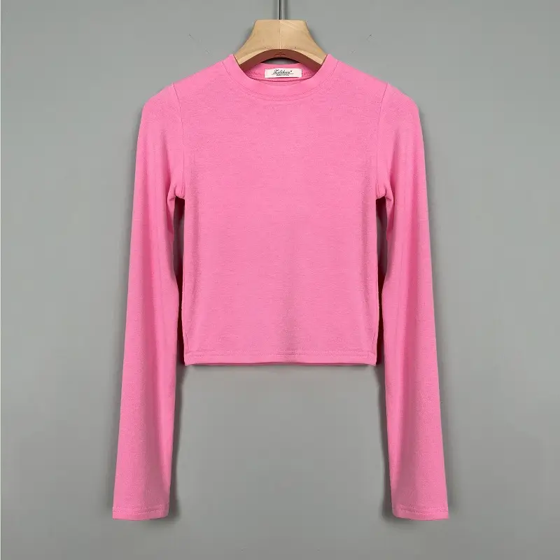 Women Long Sleeve Crewneck T-Shirt Grey - Image 4