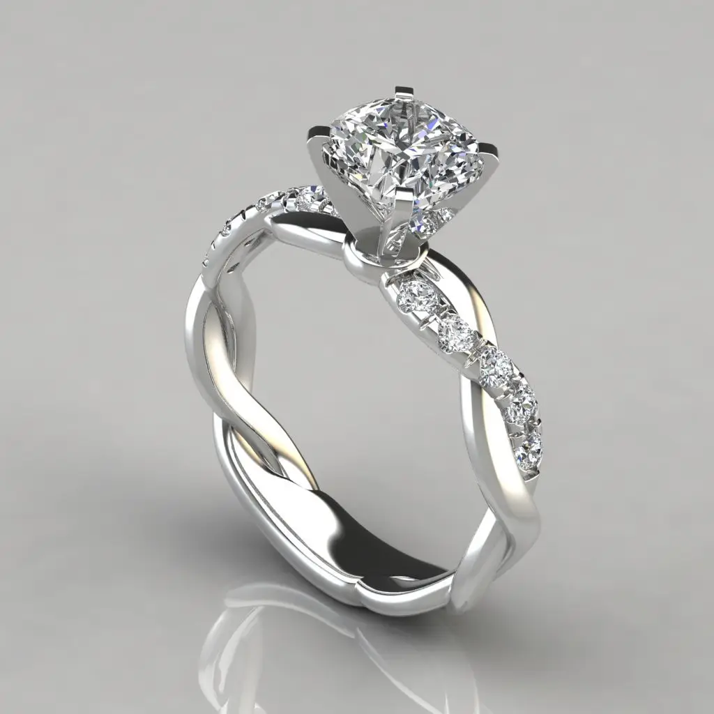 18K Rose Gold Square Diamond Engagement Ring for Women - Image 3