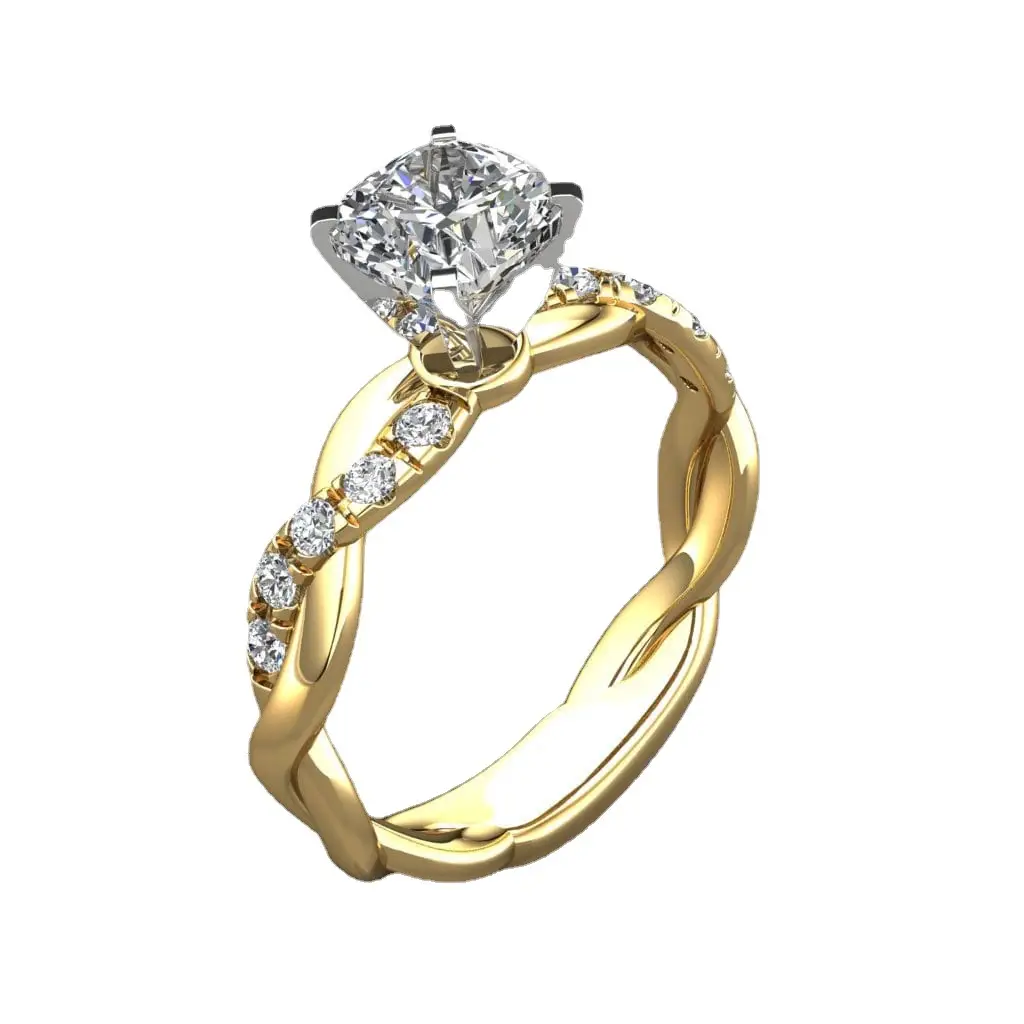 18K Rose Gold Square Diamond Engagement Ring for Women - Image 4