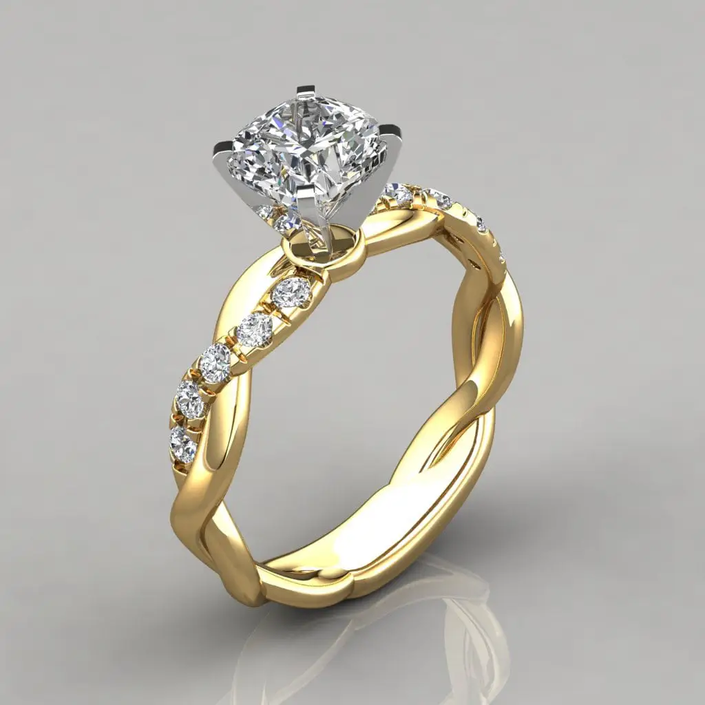 18K Rose Gold Square Diamond Engagement Ring for Women — feature 4