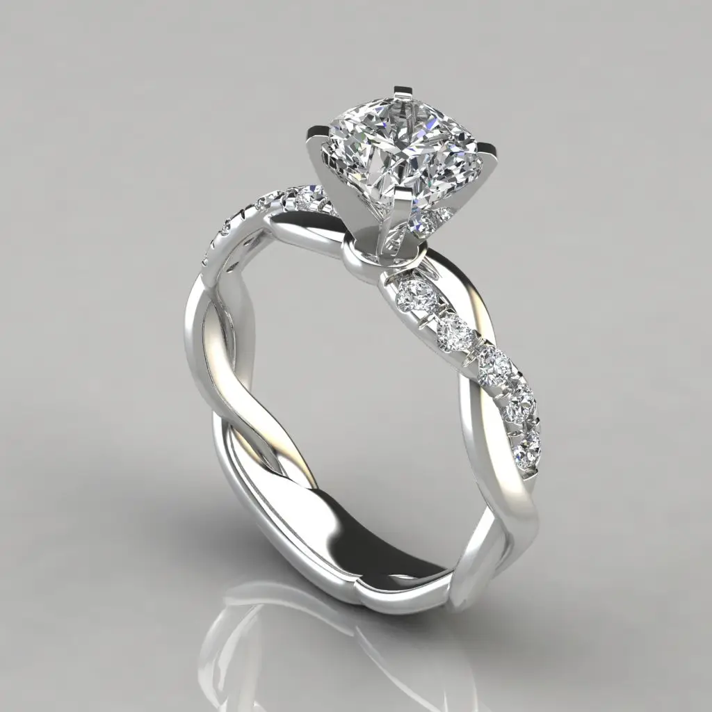 18K Rose Gold Square Diamond Engagement Ring for Women — feature 5