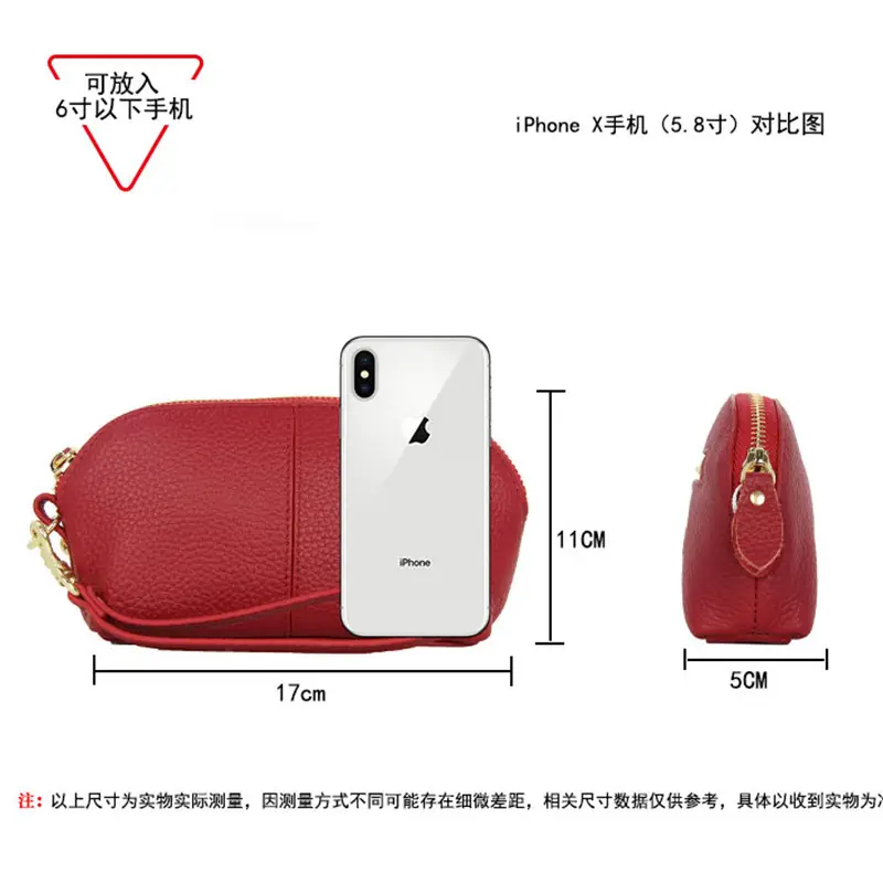 Women's Grey Cowhide Clutch Bag with Gold Zipper - Image 10