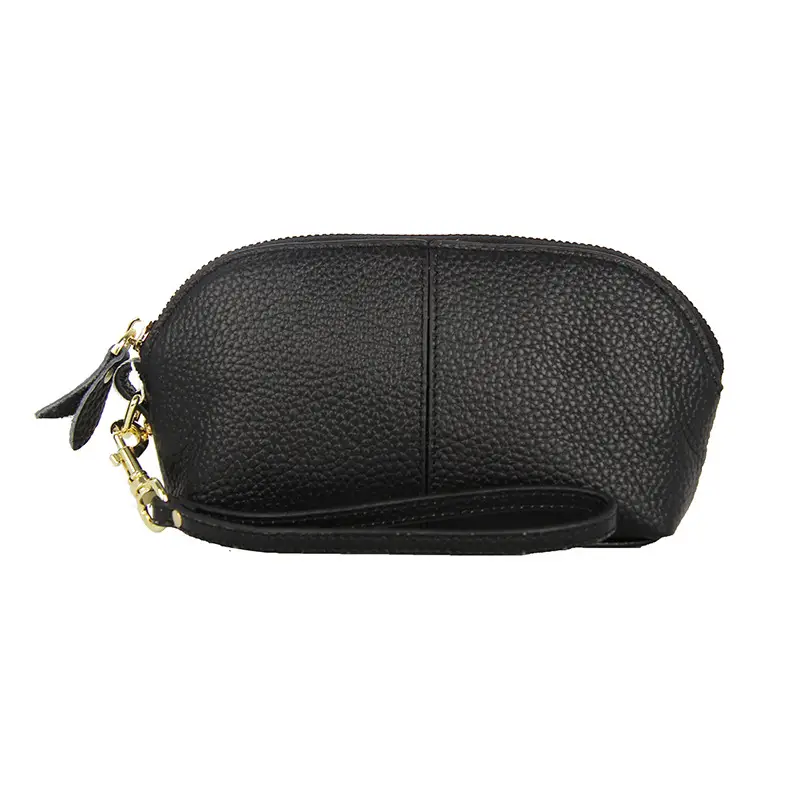 Women's Grey Cowhide Clutch Bag with Gold Zipper - Image 12