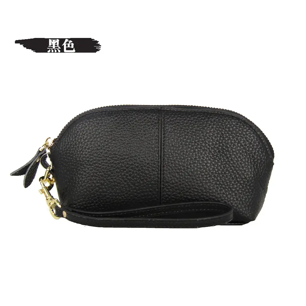 Women's Grey Cowhide Clutch Bag with Gold Zipper - Image 2