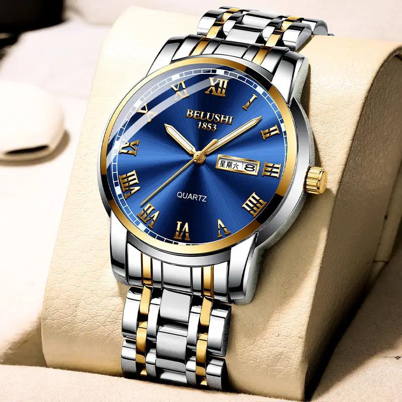 Bellows Quartz Watch for Men Steel Strap Waterproof