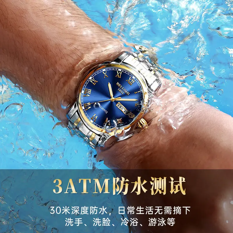 Bellows Quartz Watch for Men Steel Strap Waterproof