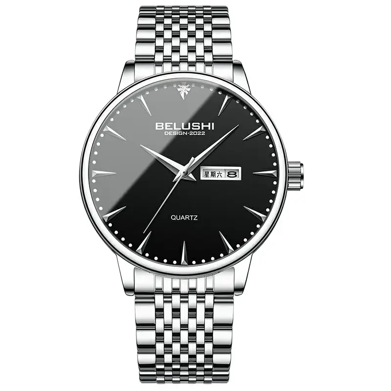 Bellows Quartz Watch for Men Steel Strap Waterproof