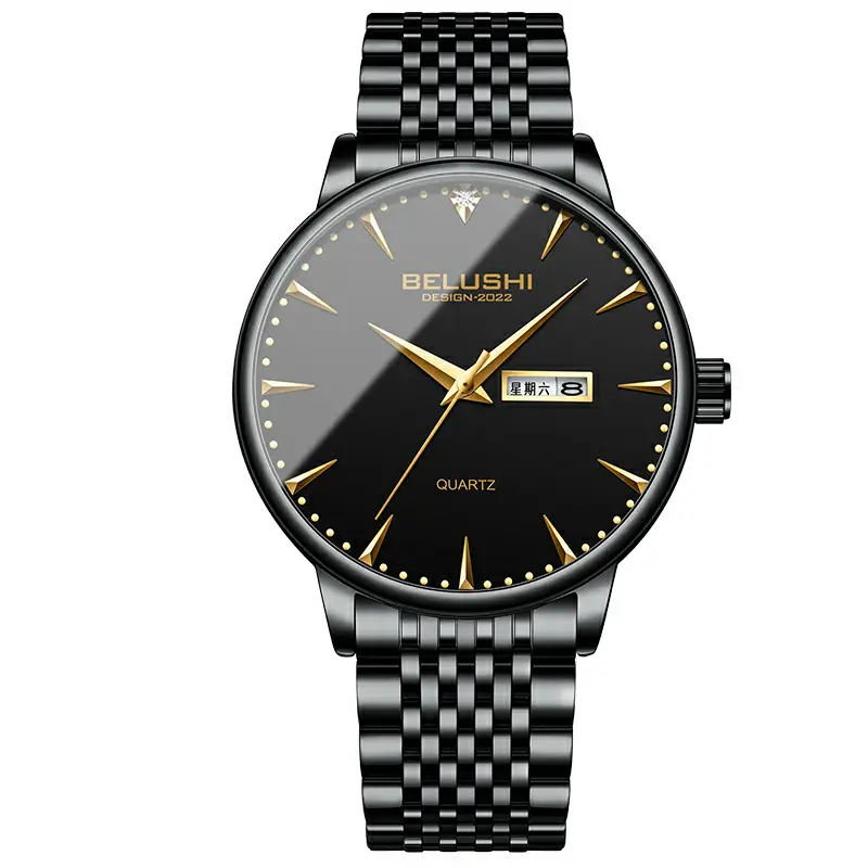 Bellows Quartz Watch for Men Steel Strap Waterproof